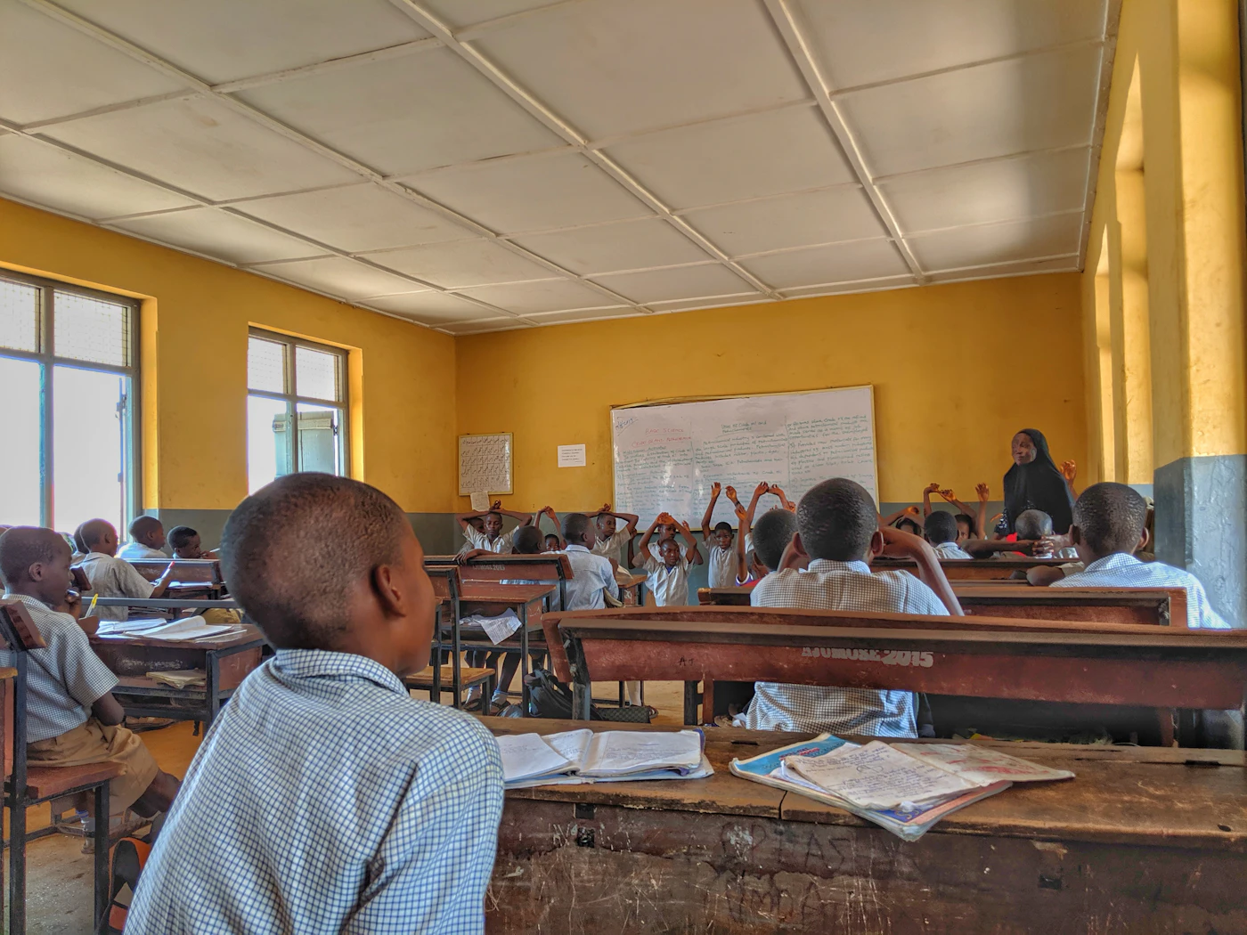 Students paying attention during a lesson